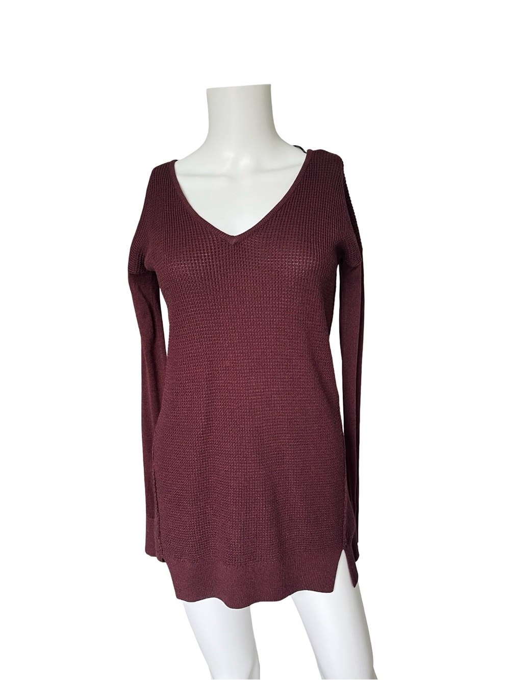 Lululemon The Sweater Life Heathered Bordeaux Drama Knit V Neck Womens
